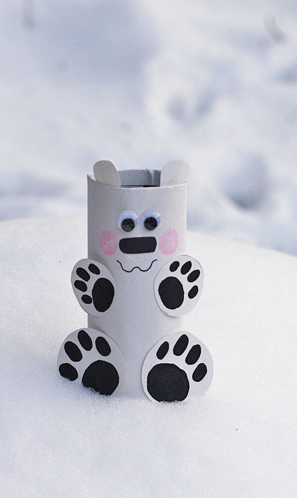 DIY Cardboard tube Polar Bear Craft Idea For Kids