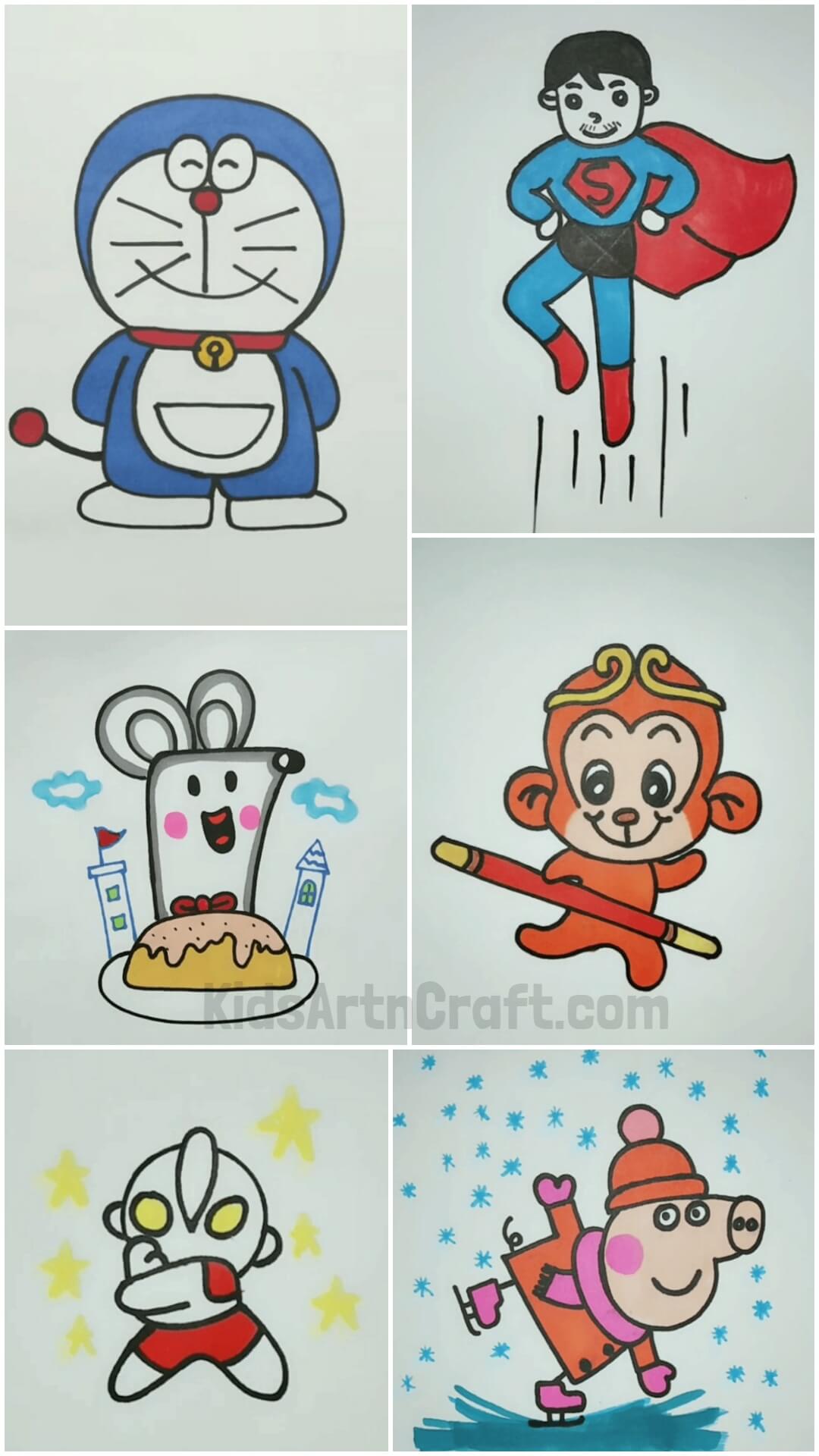 Easy Cartoon Characters to Draw for Kids Tutorial - YouTube-saigonsouth.com.vn