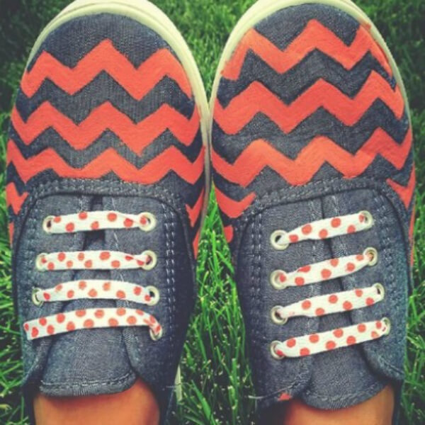 Chambray Chevron Pattern upgrade Sneakers ideas for kids - Transform Sneakers For Children