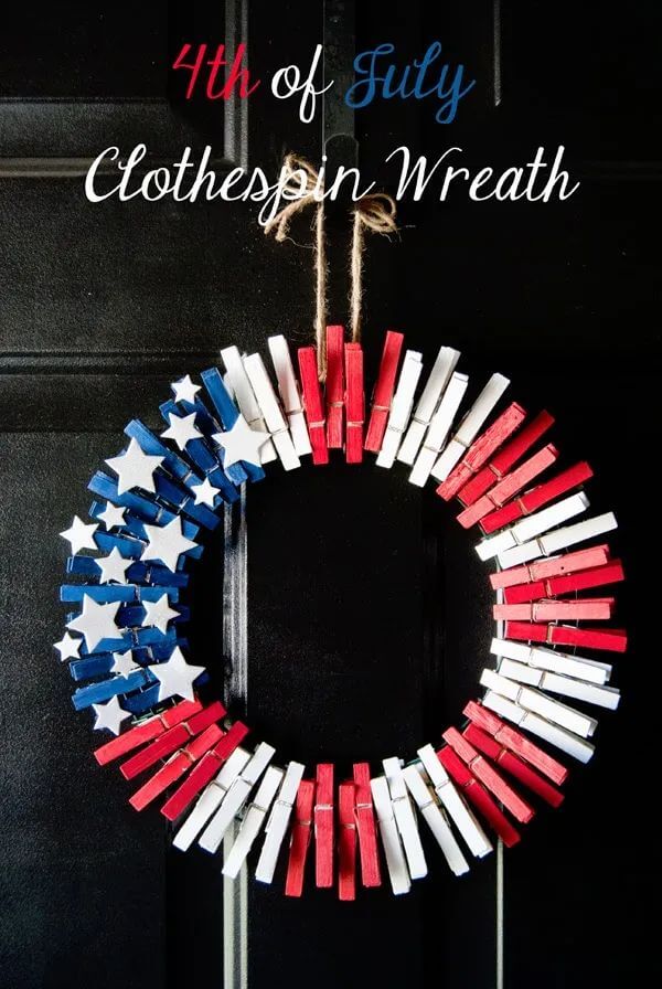 4th Of July Crafts And Recipes For Kids Clothespin Wreath Craft Idea For Kids