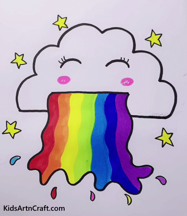 Cute Rainbow Cloud Drawing For Kids