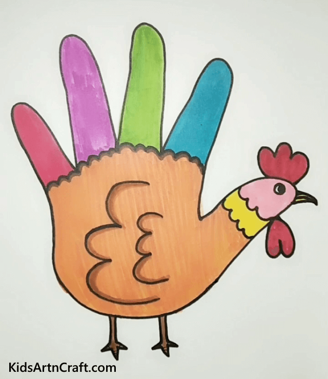 Colorful Chicken Drawing For Kids