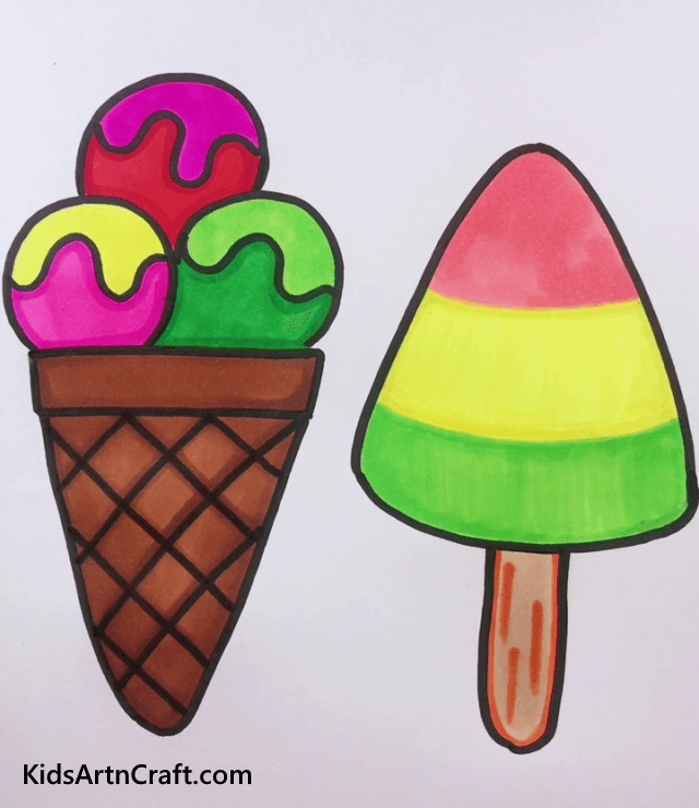 Coloring Ice Cream Drawing For Kids