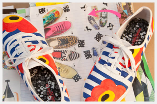 DIY Floral Sneakers Mixed with Stripes Upcycled Ideas For Kids