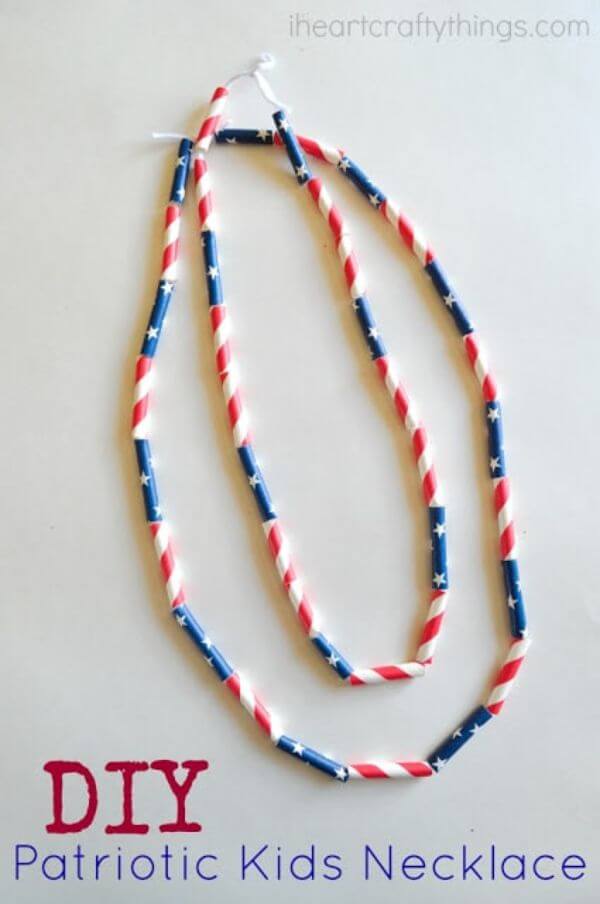 4th Of July Crafts And Recipes For Kids DIY Patriotic Necklace Craft For Kids