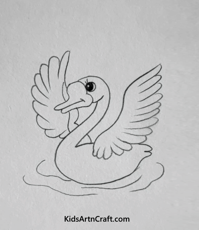 A Cute Swan Drawing For Kids