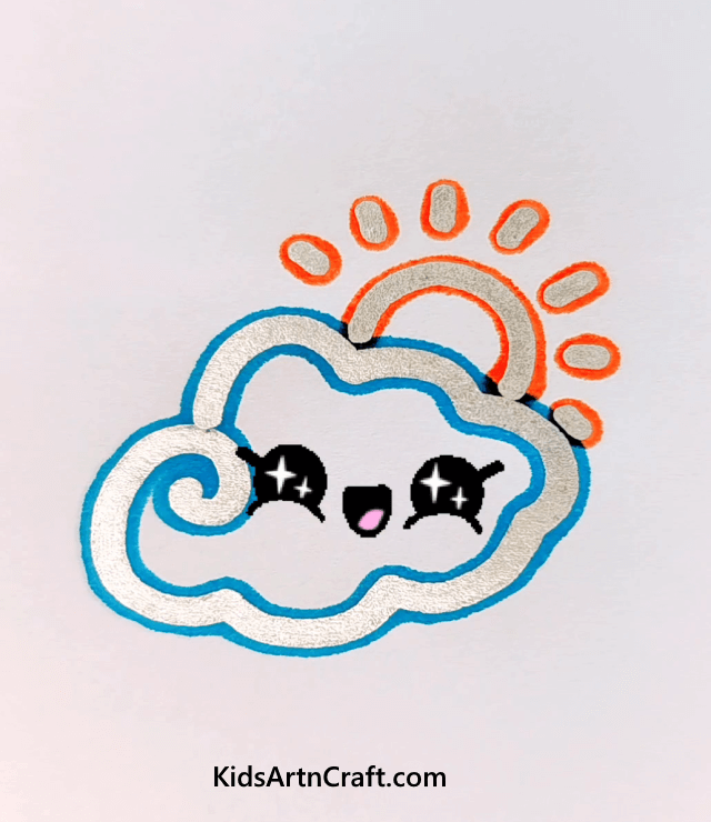 Easy Glitter Pen Drawings For Kids Sunshine behind the clouds
