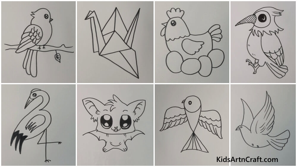 Easy Animal Drawings - Birds & More - Kids Art & Craft