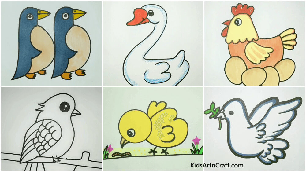 Easy Bird Drawings for Kids