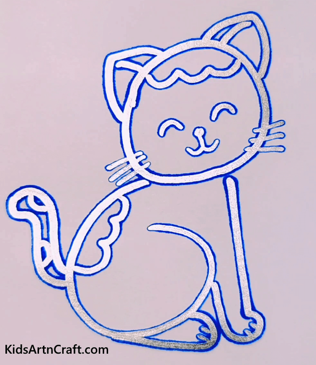 Easy Glitter Pen Drawings For Kids Kitty cat