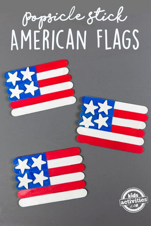 Easy Popsicle Stick American Flags Craft idea At Home
