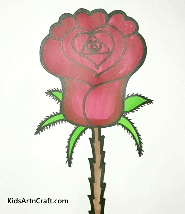 Easy Flower Drawings with Colors Beautiful Rose