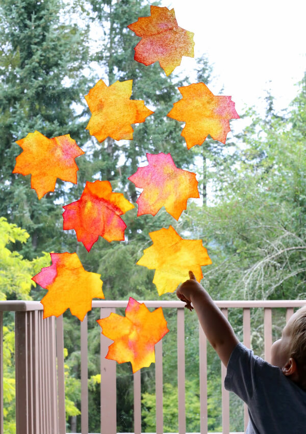 Leaf Suncatchers Fall Crafts To Make With Kids