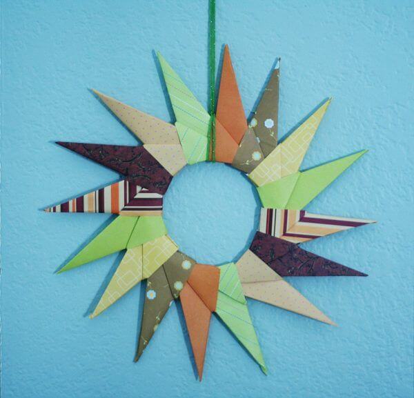 Beautiful Origami Starburst Wreath Craft For Toddlers