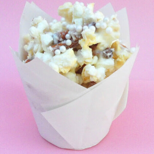 Fancy Pants Popcorn Recipe Made With Sugared Pearls & White Chocolate Popcorn Recipes Ideas For Kids