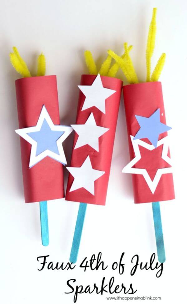Faux Paper Sparklers Craft For 4th Of July Decoration