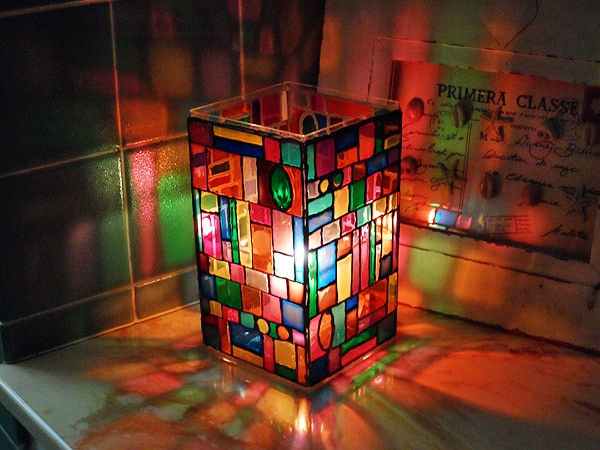 Lovely Luminaries Ideas for Kids Faux Stained Glass Mosaic Luminary For Kids