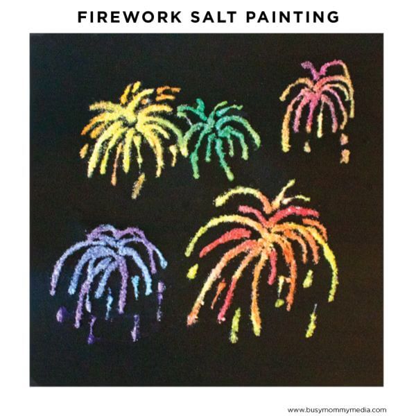 4th Of July Crafts And Recipes For Kids Firework Salt Painting Art And Craft Idea