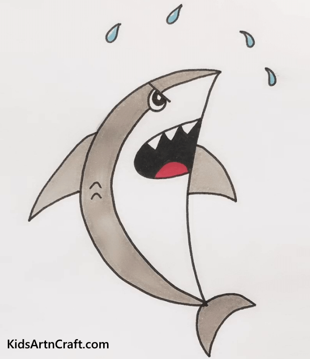Cute Easy Drawings For kids Angry Shark Drawing For Kids