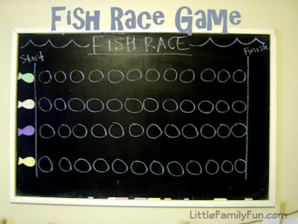 DIY Fish Race Game On Black Board