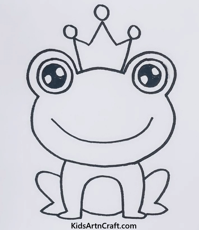 Simple Animal & Birds Drawings for Kids Smiling Frog