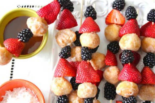 Easy Breakfast Recipe With Donut Holes, Strawberries, Blackberries & Coconut