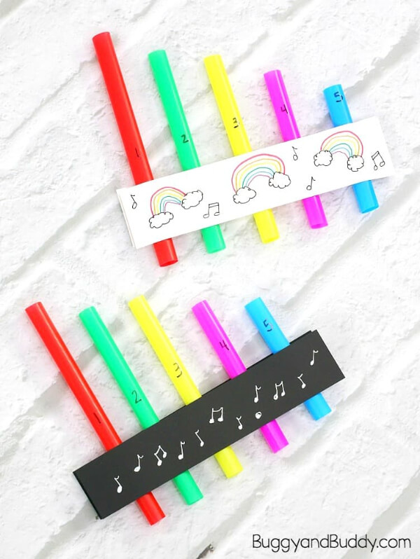Fun-To-Make Rainbow Straw Pan Flute Craft For Kids