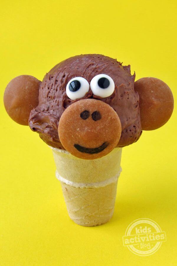 Mini Monkey Ice Cream Cone Monkey Craft Ideas For Kids