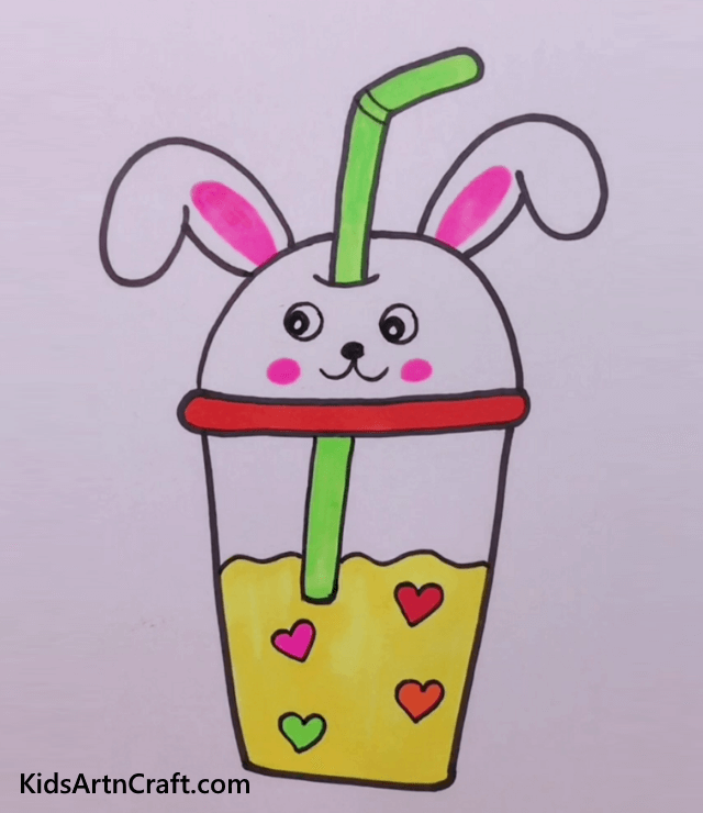 Cute Animal Juice Cup Drawing For Kid
