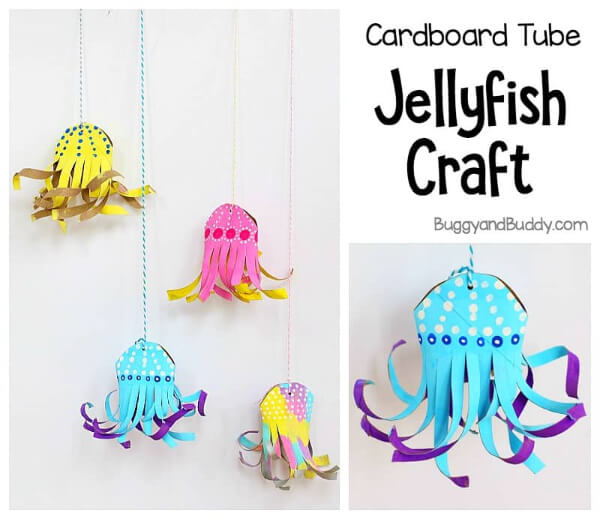 Ocean Theme Craft Projects for Kids Easy paper Cardboard Jellyfish Craft For Kids