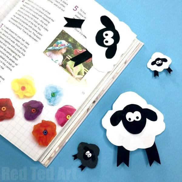 DIY Cute Sheep Bookmark Craft Activity For Kids
