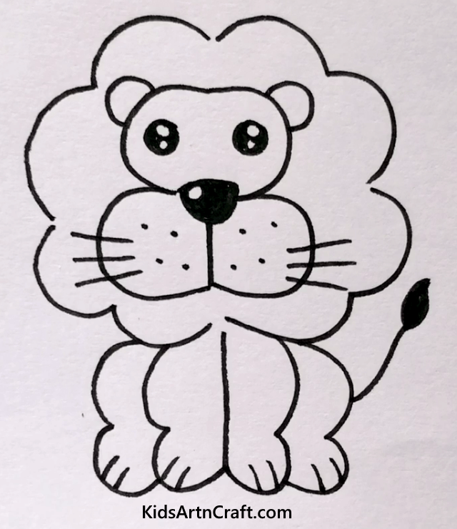 Easy Animal Drawings for Kids Innocent Lion