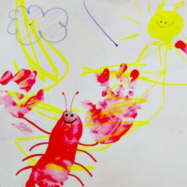  Easy Art Projects For 1-Year-Old Handprint and Footprint Lobsters