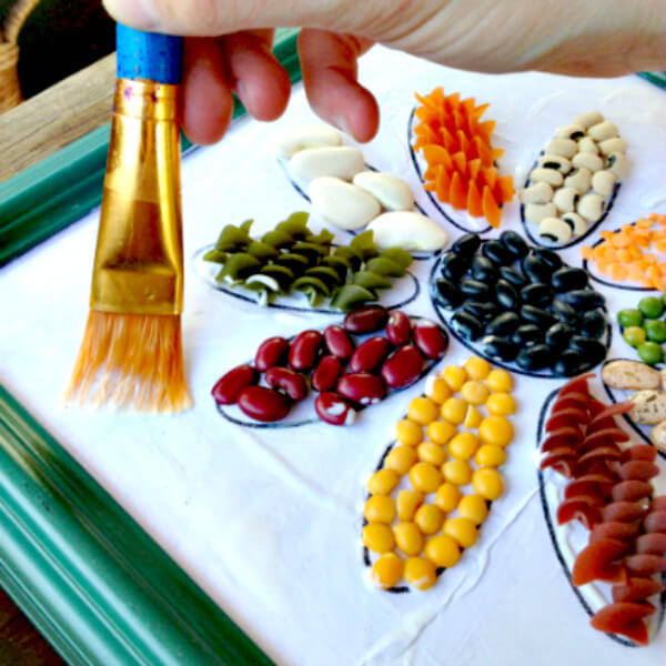 Creative Mosaic Flower Painting Using Pasta And Beans
