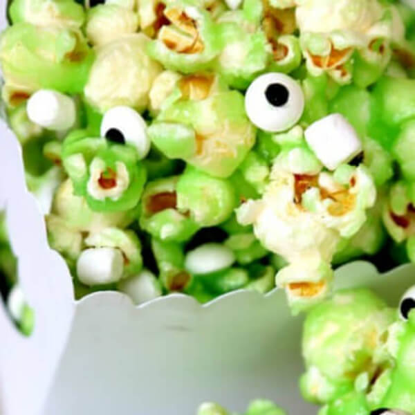DIY Green Jello Popcorn Recipe With Monster Slime & Eyeball 