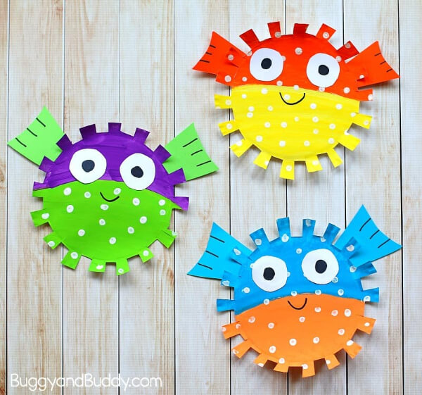 Cute Paper Plate Pufferfish Craft for Kids