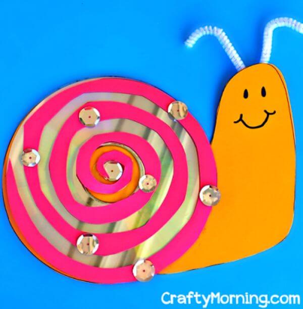 Paper Snail Craft Recycled CD Craft Ideas For kids