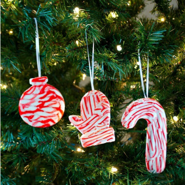 Melted Candy Cane Christmas Ornaments