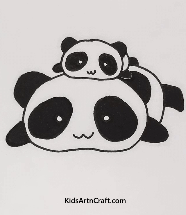 Easy Animal Drawings For Toddlers Mommy-Baby Panda Duo