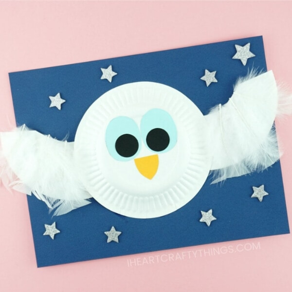 Beautiful White Paper Plate Owl  Craft - Creative Projects For Children Involving Owls