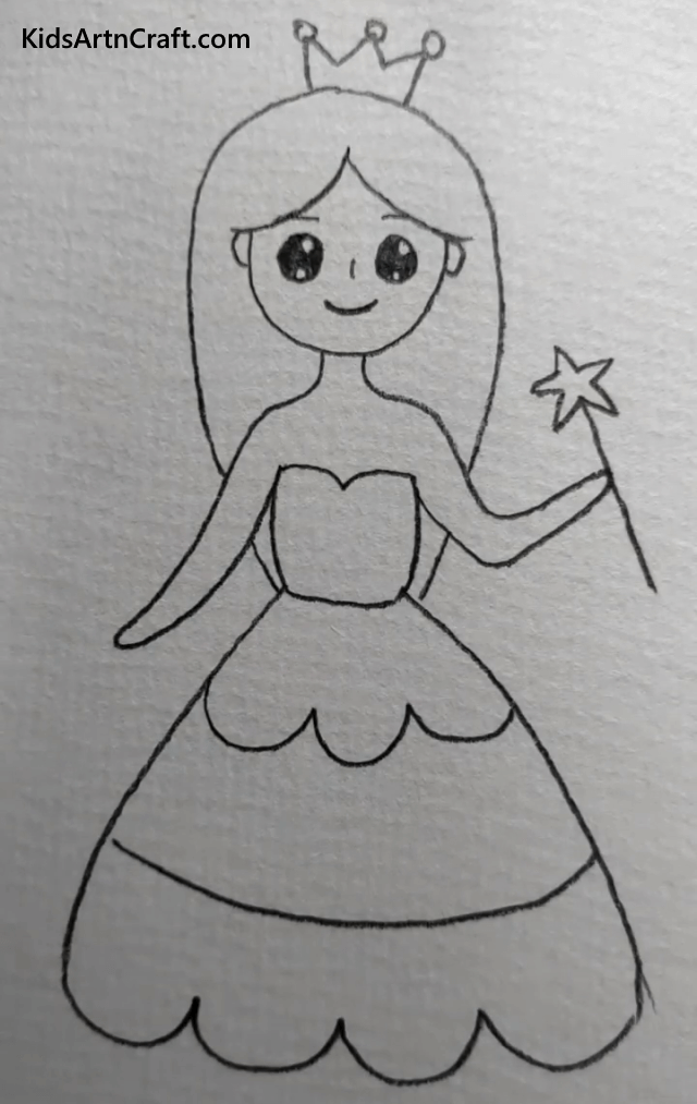 Simple Girl Drawing Ideas for Kids Fairy with wand