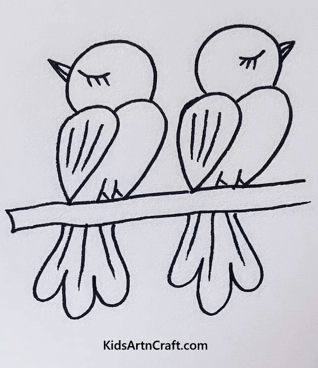 Simple Animal & Birds Drawings for Kids Parrot Pair