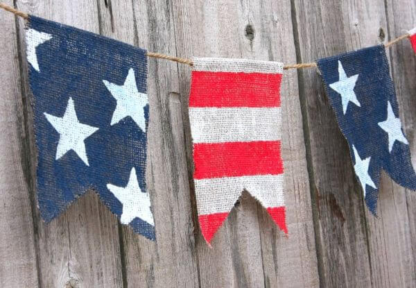 4th Of July Crafts And Recipes For Kids Patriotic Burlap Banner Craft Idea For Independence Day
