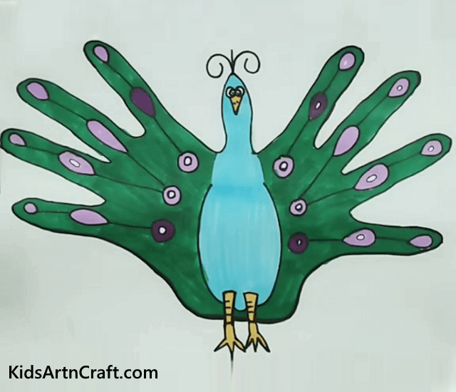 Easy Drawing Idea With HandPrint For Kids Beautiful Peacock Drawing For Kids