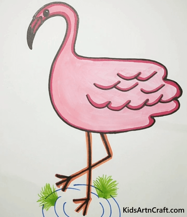 Easy Drawing Idea With HandPrint For Kids Beautiful Flamingo Drawing For Kids