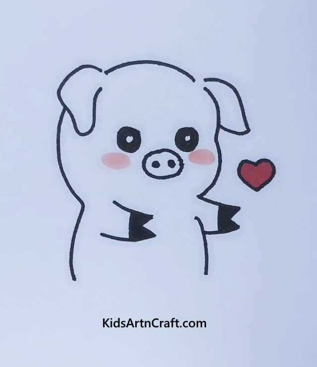 Cute Animal Drawings For Kids A Loving Pig