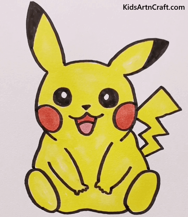 Simple Drawing & Coloring Ideas for Kids Pikachu