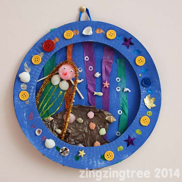 Mermaid Paper Plate Collage Craft Ideas For Kids