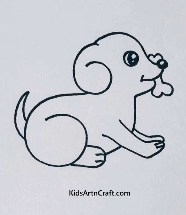 Easy Animal Drawings for Kids Cute Dog With A Bone