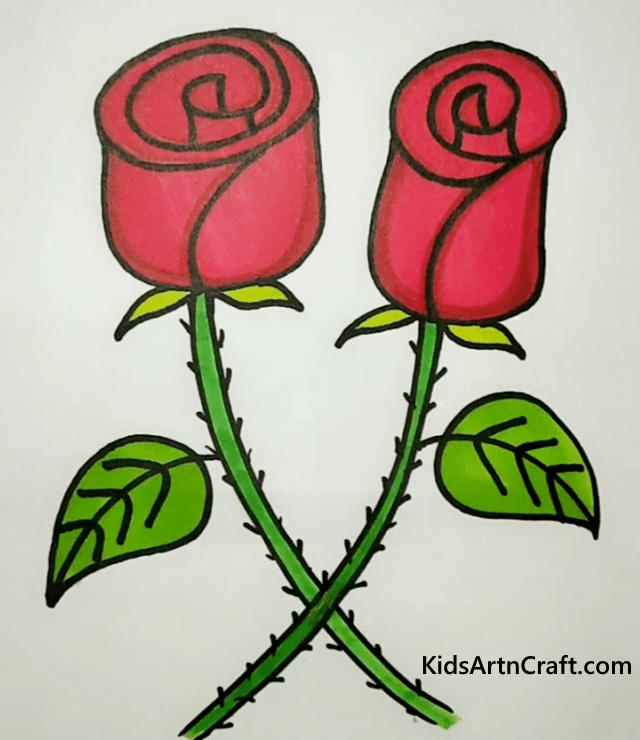 Easy Flower Drawings with Colors Red Roses
